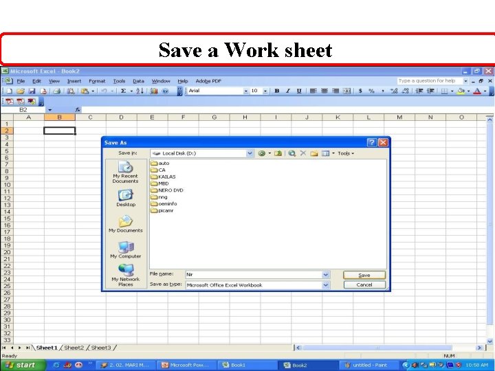Save a Work sheet 