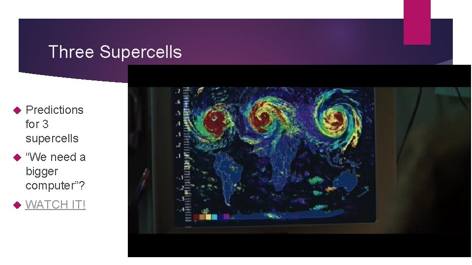 Three Supercells Predictions for 3 supercells “We need a bigger computer”? WATCH IT! 