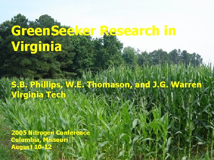 Green. Seeker Research in Virginia S. B. Phillips, W. E. Thomason, and J. G.