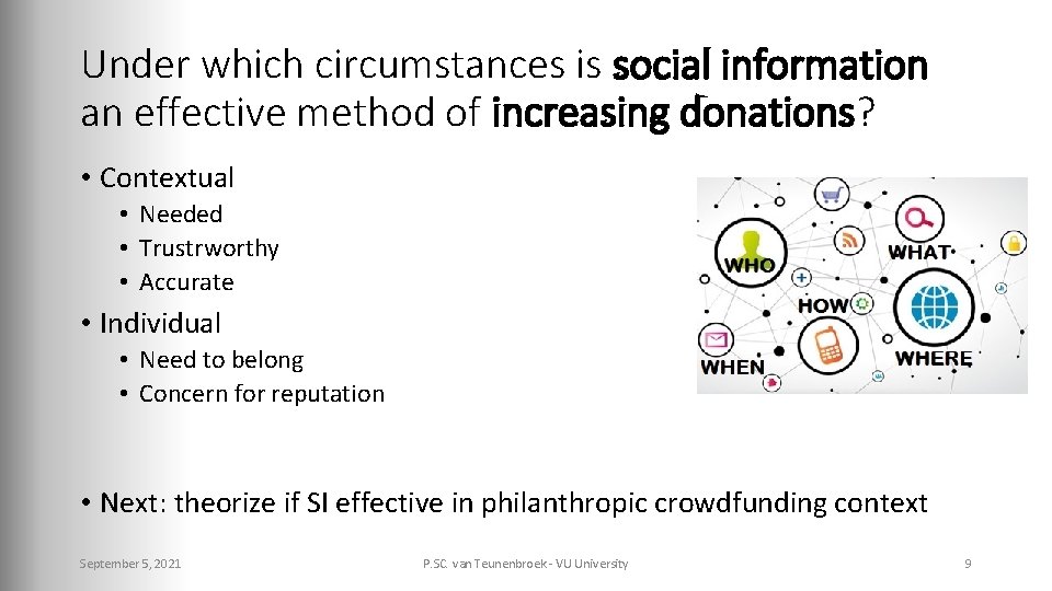 Under which circumstances is social information an effective method of increasing donations? • Contextual