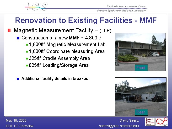 Renovation to Existing Facilities - MMF Magnetic Measurement Facility – (LLP) Construction of a