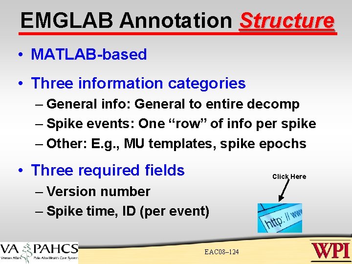 EMGLAB Annotation Structure • MATLAB-based • Three information categories – General info: General to EMGLAB Annotation Structure • MATLAB-based • Three information categories – General info: General to
