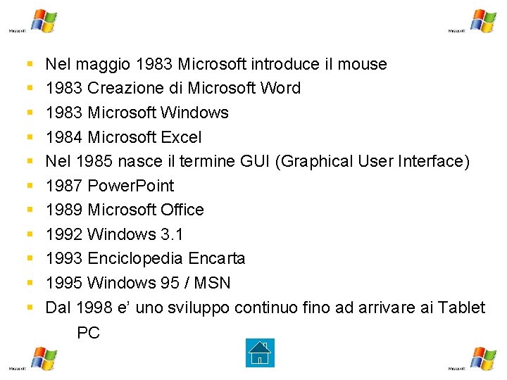 § § § Nel maggio 1983 Microsoft introduce il mouse 1983 Creazione di Microsoft