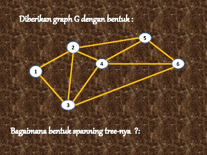 Diberikan graph G dengan bentuk : 5 2 4 1 3 Bagaimana bentuk spanning