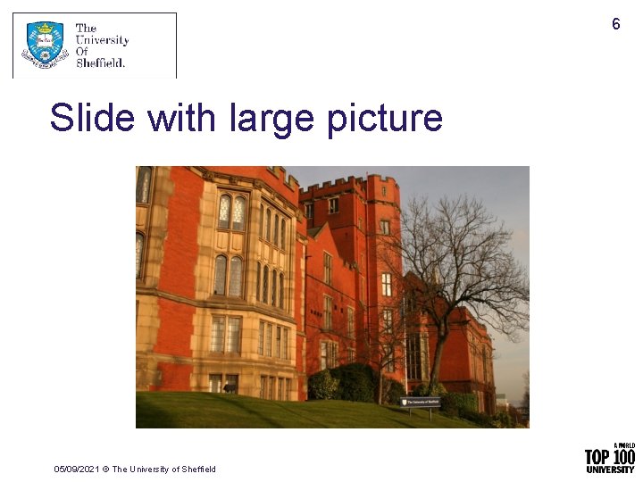 6 Slide with large picture 05/09/2021 © The University of Sheffield 