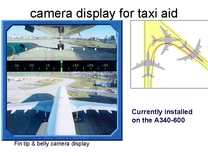 camera display for taxi aid Currently installed on the A 340 -600 Fin tip