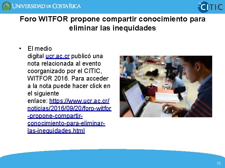 Foro WITFOR propone compartir conocimiento para eliminar las inequidades • El medio digital ucr.