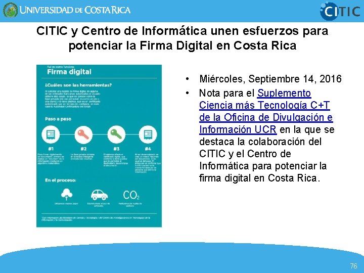 CITIC y Centro de Informática unen esfuerzos para potenciar la Firma Digital en Costa
