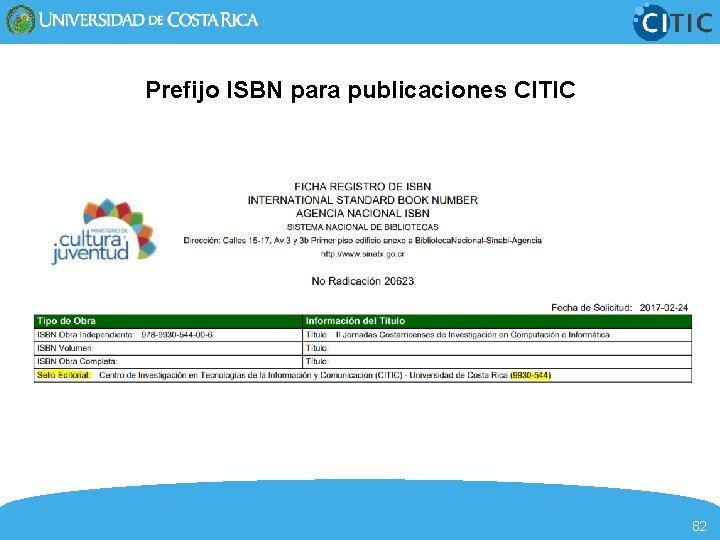 Prefijo ISBN para publicaciones CITIC 82 