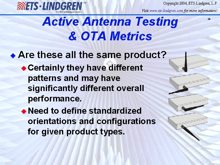 Copyright 2004, ETS-Lindgren, L. P. Visit www. ets-lindgren. com for more information! Active Antenna