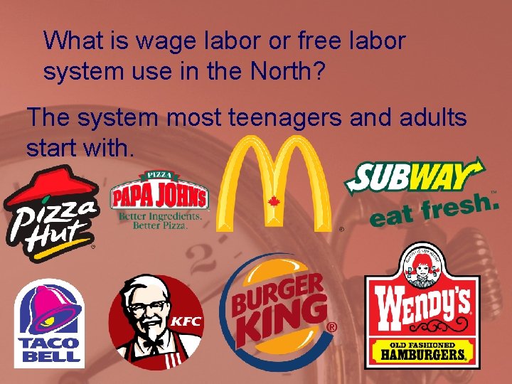 What is wage labor or free labor system use in the North? The system
