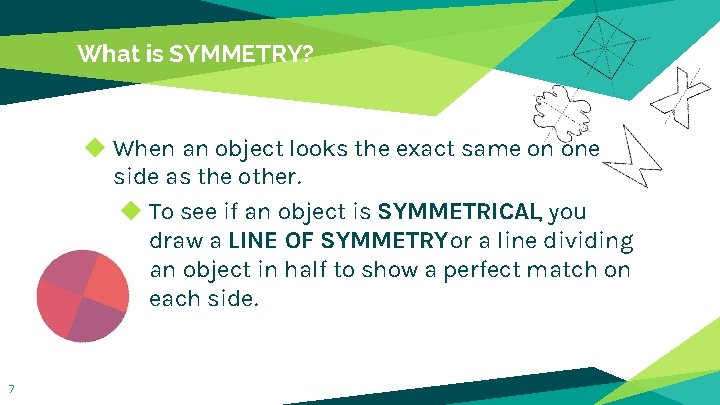 What is SYMMETRY? ◆ When an object looks the exact same on one side