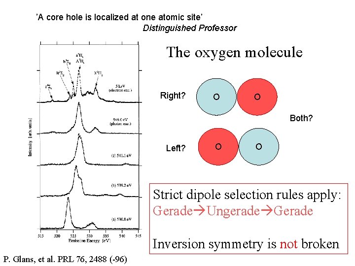 ’A core hole is localized at one atomic site’ Distinguished Professor The oxygen molecule