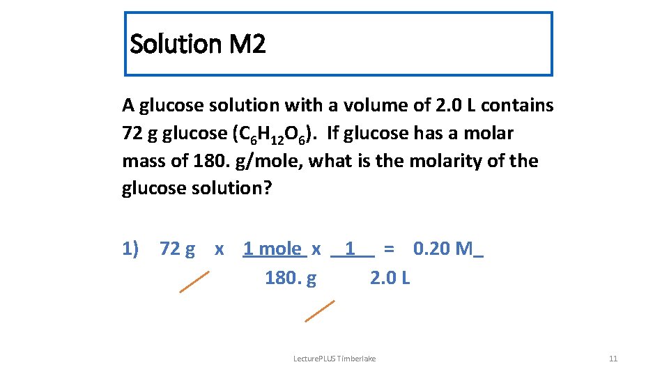 Solution M 2 A glucose solution with a volume of 2. 0 L contains
