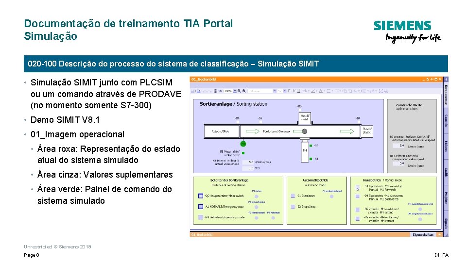 Documentação de treinamento TIA Portal Simulação 020 -100 Descrição do processo do sistema de