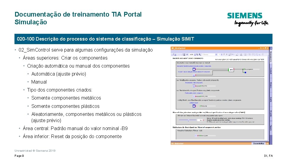 Documentação de treinamento TIA Portal Simulação 020 -100 Descrição do processo do sistema de