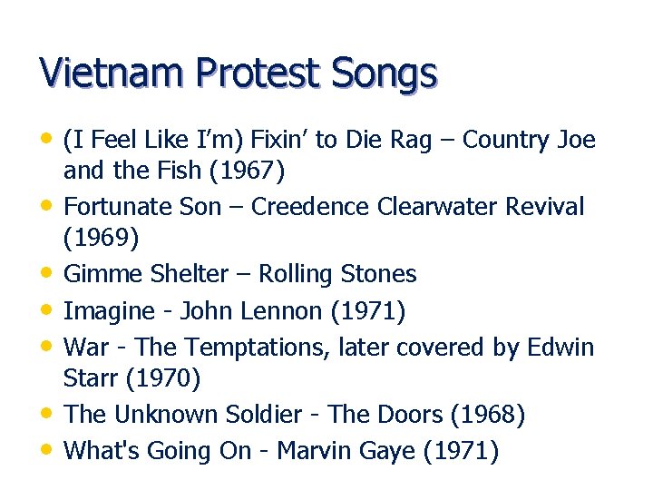 Vietnam Protest Songs • (I Feel Like I’m) Fixin’ to Die Rag – Country