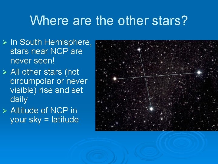 Where are the other stars? In South Hemisphere, stars near NCP are never seen!