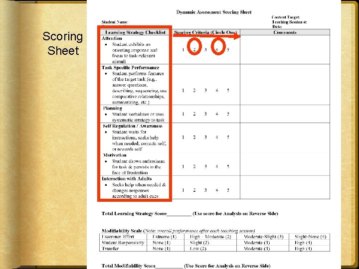 Scoring Sheet Scoring Sheet