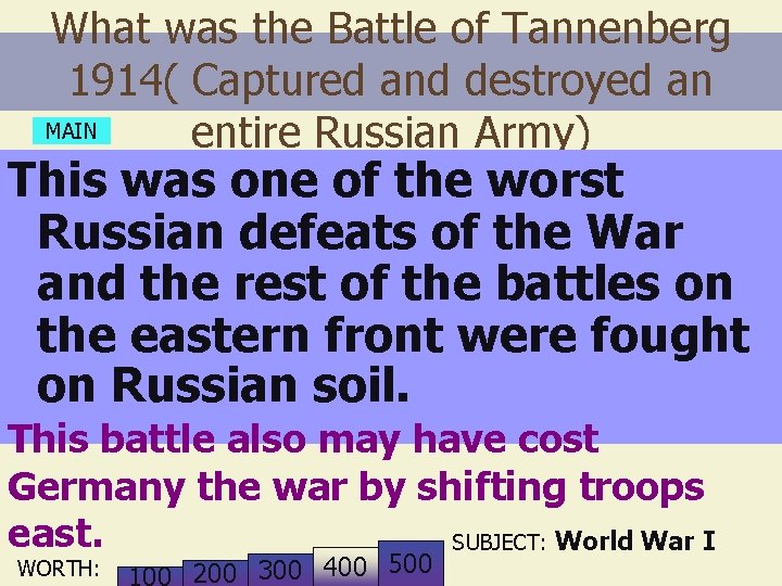 What was the Battle of Tannenberg 1914( Captured and destroyed an MAIN entire Russian