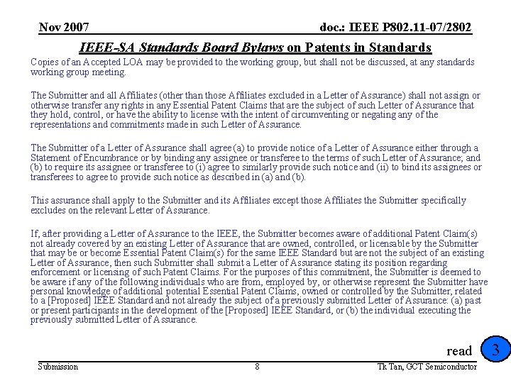 Nov 2007 doc. : IEEE P 802. 11 -07/2802 IEEE-SA Standards Board Bylaws on