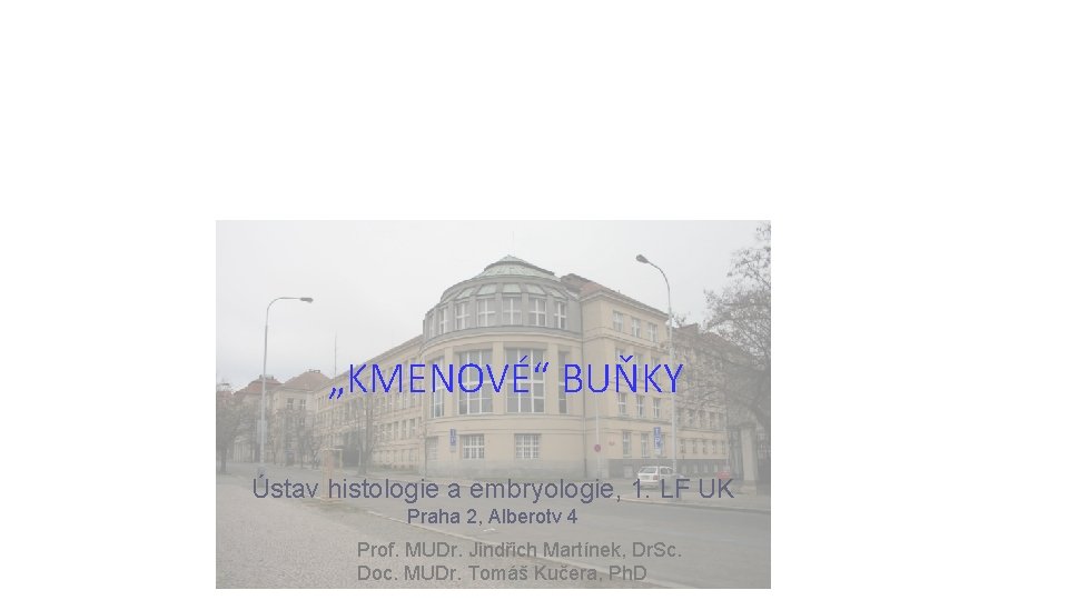 Univerzita Karlova v Praze - 1. lékařská fakulta „KMENOVÉ“ BUŇKY Ústav histologie a embryologie,