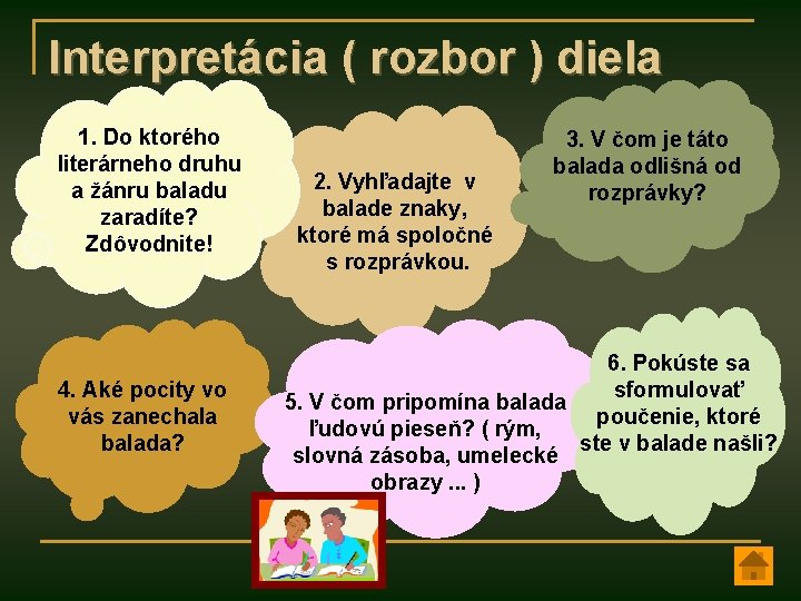 udov balady Literrna vchova pre 6 ronk Z