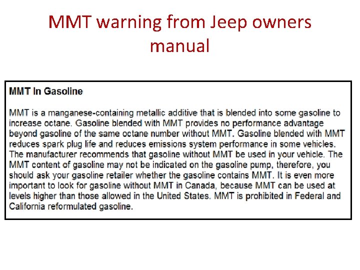 MMT warning from Jeep owners manual 