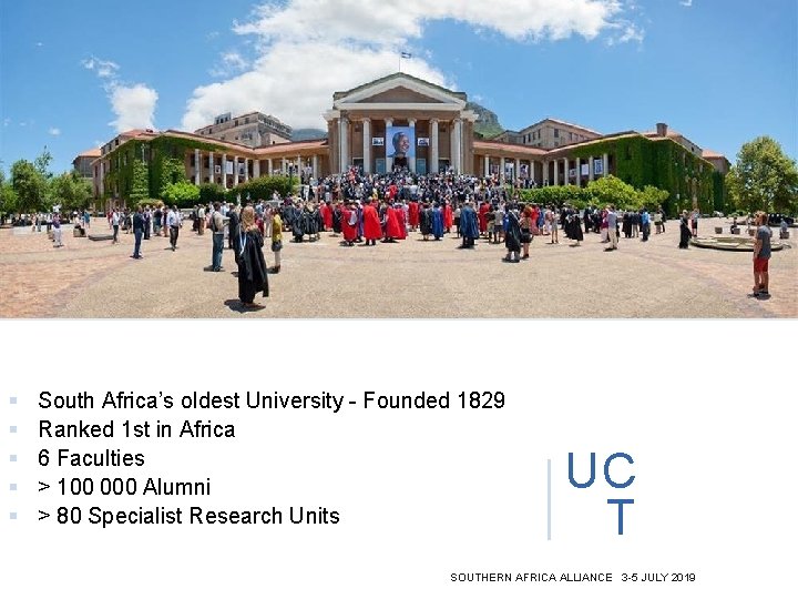 § § § South Africa’s oldest University - Founded 1829 Ranked 1 st in