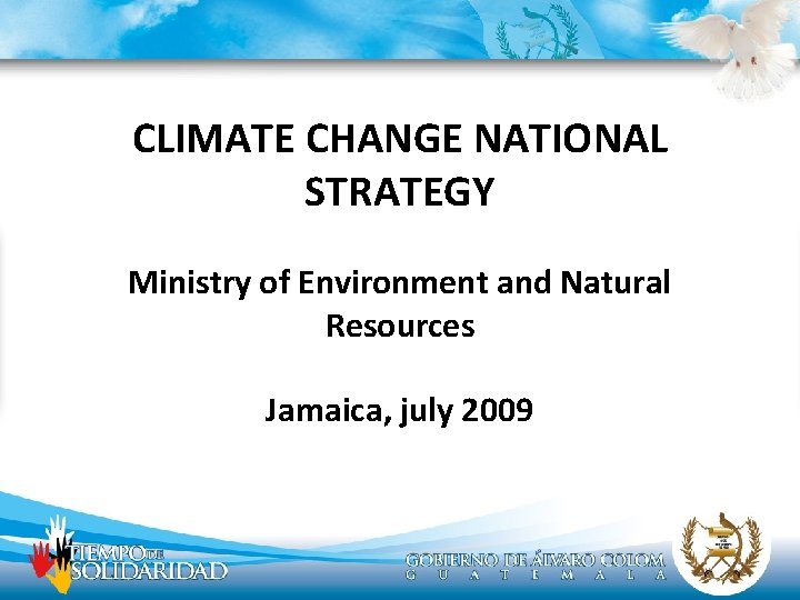 CLIMATE CHANGE NATIONAL STRATEGY Ministry of Environment and Natural Resources Jamaica, july 2009 