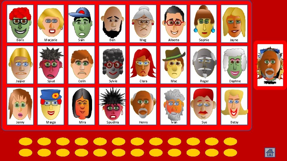 Boris Marjorie Sam Ben Meg Alberto Sophie Jayne Jasper Spud Colin Sylvie Clara Mac