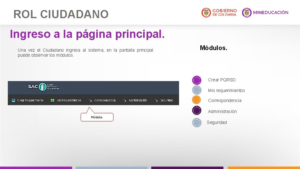 ROL CIUDADANO Ingreso a la página principal. Una vez el Ciudadano ingresa al sistema,