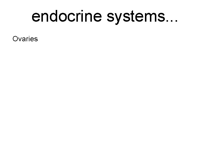 endocrine systems. . . Ovaries 