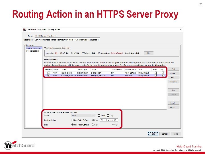 26 Routing Action in an HTTPS Server Proxy Watch. Guard Training Copyright © 2017