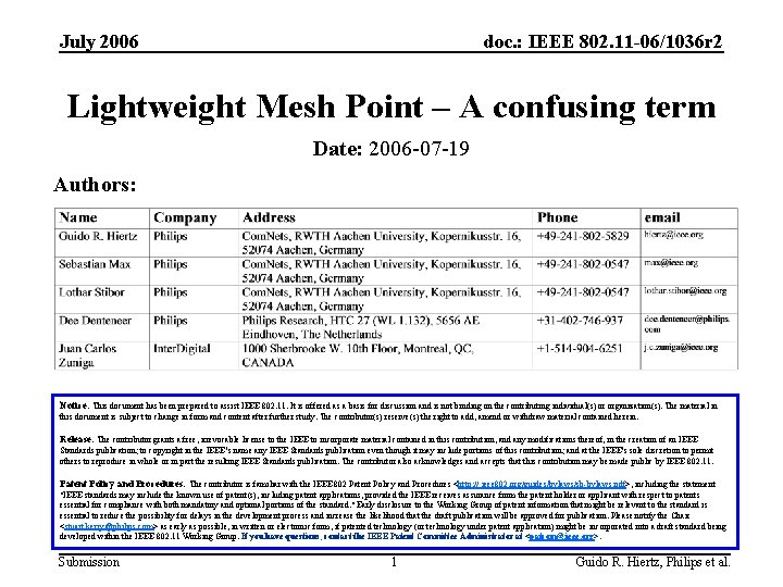 July 2006 doc. : IEEE 802. 11 -06/1036 r 2 Lightweight Mesh Point –