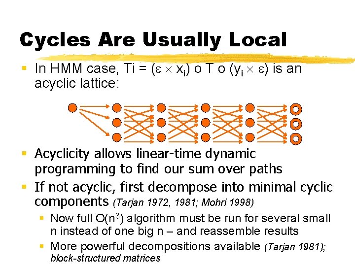 Cycles Are Usually Local § In HMM case, Ti = ( xi) o T