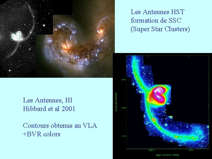 Les Antennes HST formation de SSC (Super Star Clusters) Les Antennes, HI Hibbard et