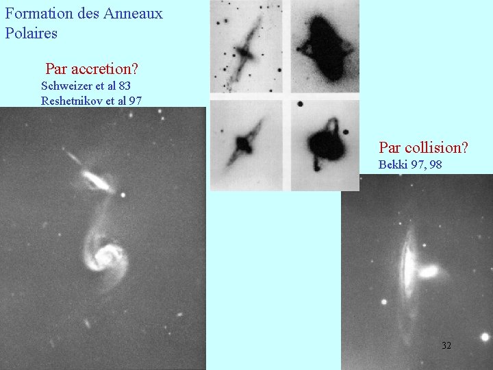 Formation des Anneaux Polaires Par accretion? Schweizer et al 83 Reshetnikov et al 97