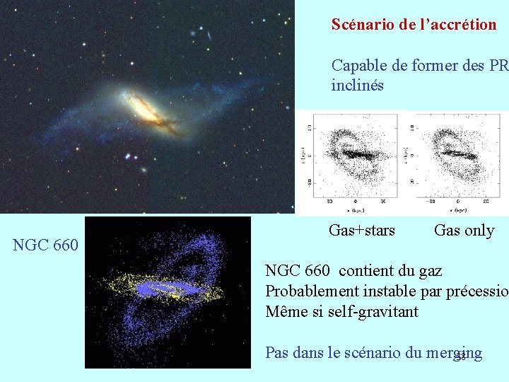 Scénario de l’accrétion Capable de former des PR inclinés NGC 660 Gas+stars Gas only