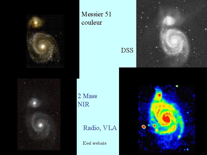 Messier 51 couleur DSS 2 Mass NIR Radio, VLA Keel website 9 