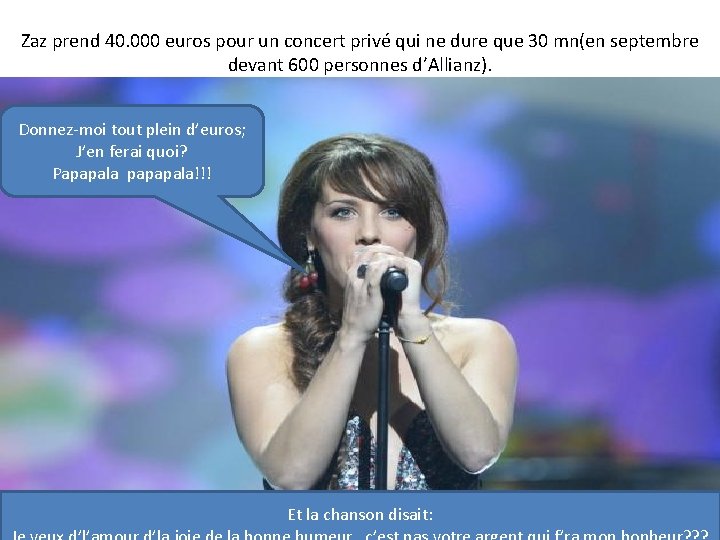 Zaz prend 40. 000 euros pour un concert privé qui ne dure que 30