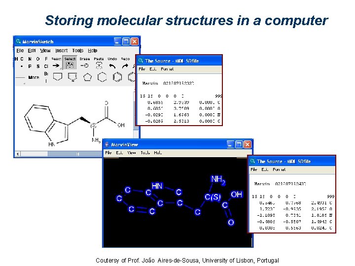 Storing molecular structures in a computer Coutersy of Prof. João Aires-de-Sousa, University of Lisbon,