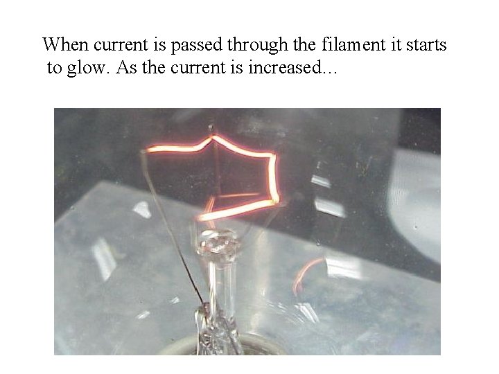 When current is passed through the filament it starts to glow. As the current