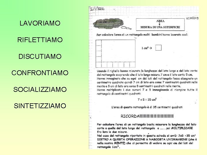 LAVORIAMO RIFLETTIAMO DISCUTIAMO CONFRONTIAMO SOCIALIZZIAMO SINTETIZZIAMO 