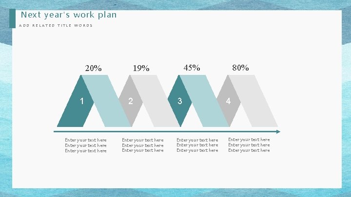 Next year's work plan ADD RELATED TITLE WORDS 20% 1 Enter your text here Next year's work plan ADD RELATED TITLE WORDS 20% 1 Enter your text here