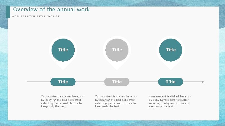 Overview of the annual work ADD RELATED TITLE WORDS Title Title Your content is Overview of the annual work ADD RELATED TITLE WORDS Title Title Your content is