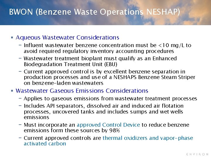 A Wastewater Solution for an Air Pollution Problem