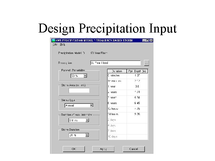 Design Precipitation Input 