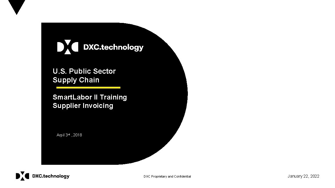 U. S. Public Sector Supply Chain Smart. Labor II Training Supplier Invoicing Arpil 3