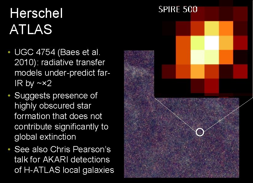 Herschel ATLAS • UGC 4754 (Baes et al. 2010): radiative transfer models under-predict far.